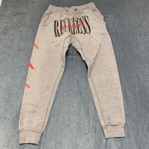 Young & Reckless Sweatpants Men Small Gray Cotton Los Angeles Graphic Drawstring
